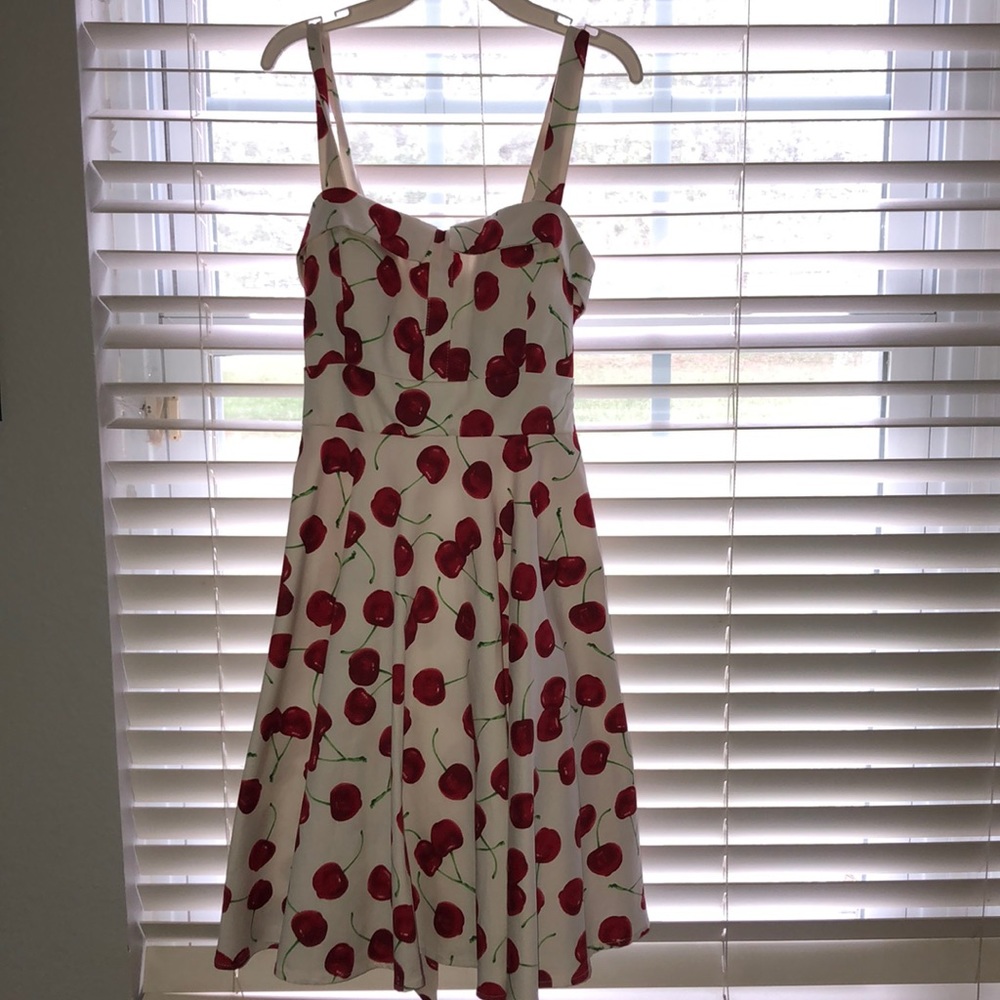 Retro ModCloth fit and flare cherry dress